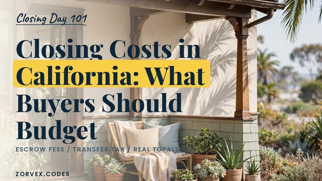 A California craftsman home with palm shadows and succulents on the porch — closing costs in California