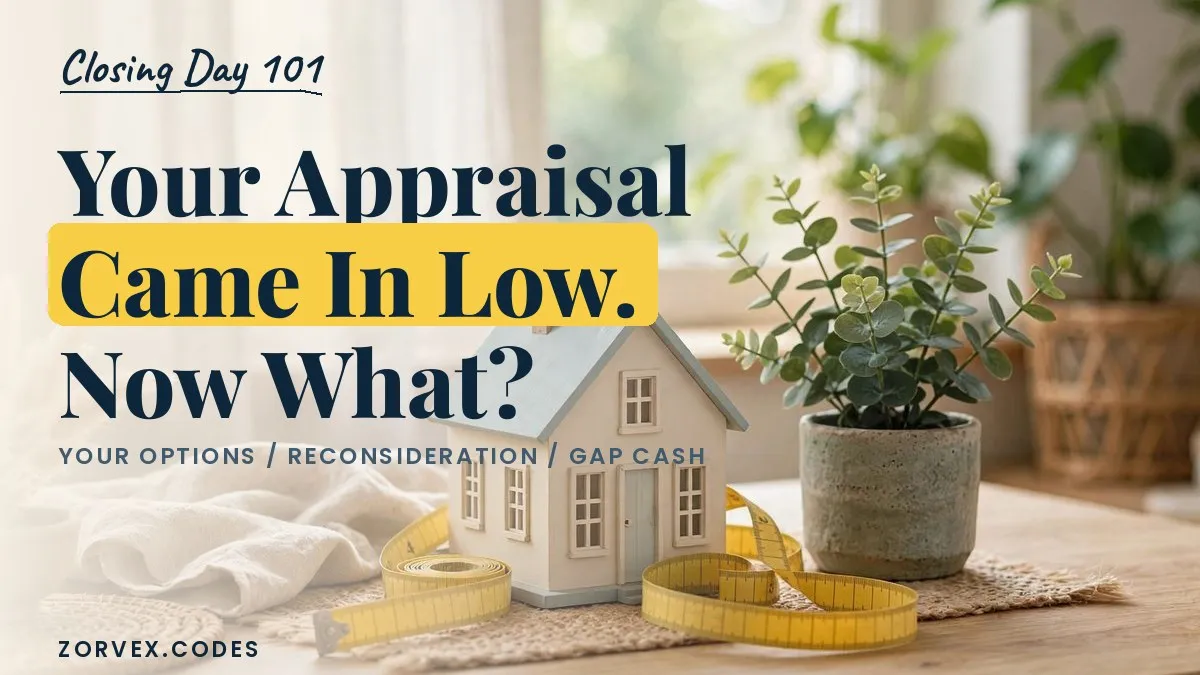 A small model house wrapped in a yellow measuring tape on a bright desk — what to do when a home appraisal comes in low